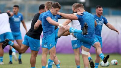 New Zealand players training in Tokyo on Thursday. Getty