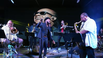 Fred Wesley (left) and Pee Wee Ellis (right) perform Funk: Evolution of a Revolution at NYUAD on April 16. Delores Johnson / The National