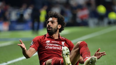 Mohamed Salah of Liverpool reacts during the UEFA Champions League final. EPA