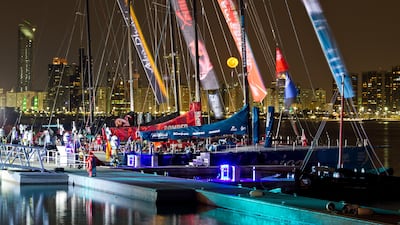 The Volvo Ocean Race fleet at rest in the Abu Dhabi Ocean Destination Village during the Volvo Ocean Race 2011-12. Ian Roman/Volvo Ocean Race