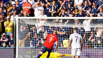 Norway's Erling Haaland scores the first goal. PA