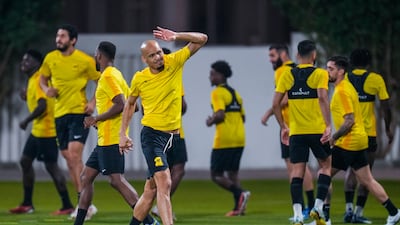 Al-Ittihad players practice during a training session at the Al Ittihad FC training in Jeddah, Saudi Arabia, Monday, Dec. 11, 2023. (AP Photo / Manu Fernandez)