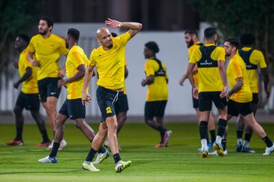 Al Ittihad players take part in training in Jeddah ahead of their Club World Cup match against Auckland City. AP
