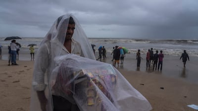 A plastic poncho worn on Juhu beach in Mumbai. AP