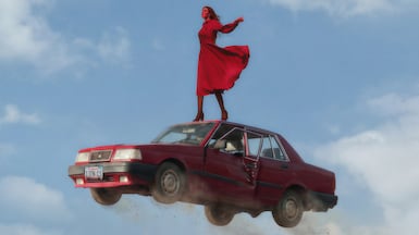 All I See is Red represents the kind of rage that makes one want to drive off a cliff, says photographer Abdulla Elmaz of this work for his Dubai exhibition. Photo: Abdulla Elmaz