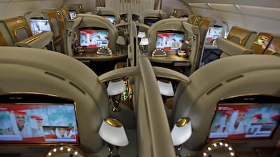 First class section of an Emirates airlines Airbus A380. AP Photo