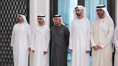 Senior Emirati officials at the meeting included Sheikh Theyab bin Mohamed, Chairman of the Office of Development and Martyrs' Families Affairs, Sheikh Hamdan bin Mohamed, Deputy Chairman of the Presidential Court for Special Affairs, Sheikh Mohammed bin Hamad, adviser to the President, Mr Al Olama and Dr Sultan Al Jaber, Minister of Industry and Advanced Technology