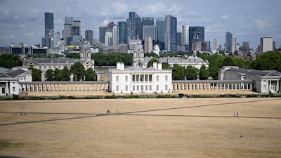 The parched grass lands of Greenwich Park in London. The country is facing its driest summer since 1976. EPA