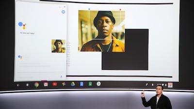 The Google Lens product launch event in 2017. AFP