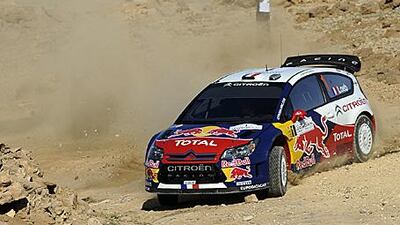 Sebastien Loeb, the championship leader, on his way to victory in the Rally Jordan.