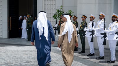 Sheikh Mohamed speaks to Sheikh Mansour after the meeting