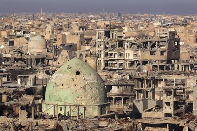 Mosul's Old City lies in ruins in this January 8, 2018 picture. Ahmad Al Rubaye / AFP Photo