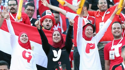 Supporters of Egypt cheer before the opening match of the 2019 Africa Cup of Nations between Egypt and Zimbabwe at Cairo International Stadium in Cairo. EPA