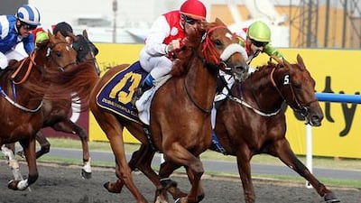 Seraphin Du Paon, centre, in red, will have Mirco Demuro aboard in the President's Cup Prep.