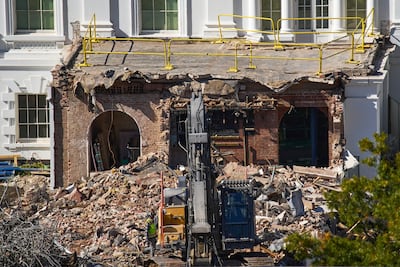 Debris from a largely demolished part of the East Wing of the White House. AP