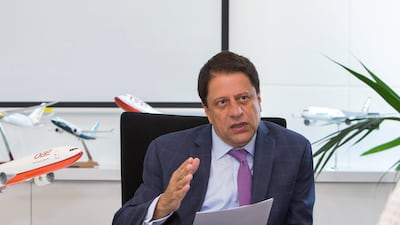 Firoz Tarapore, chief executive of Dubai government-backed Dubai Aerospace Enterprise, said the company has no near-term debt maturities. Leslie Pableo /The National.