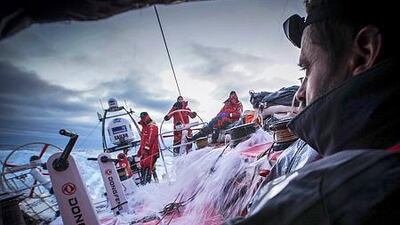 Leg 5 to Itajai onboard Dongfeng Race Team, Pascal Bidegorry enjoys the lead during the Volvo Ocean Race. Getty Images