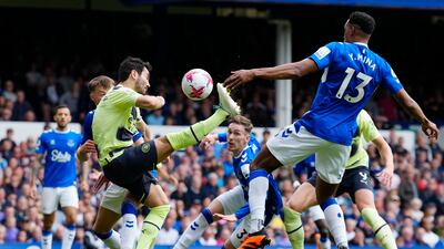 City's Ilkay Gundogan scores the opening goal. AP