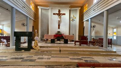 Police say St Francis Catholic Church in Owo, Nigeria, was also attacked with explosives. AP