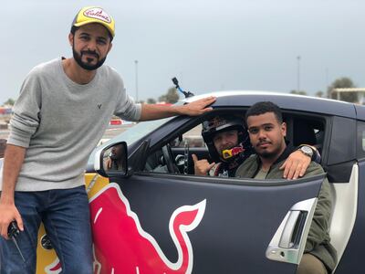 Director Ibrahim bin Mohamed, rally driver Abdo Feghali and assistant Hassan Al Jabri. Courtesy Empire International Gulf