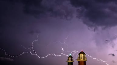 Lightning streaks across the skies over the Lebanese port city of Batroun, about 43 kilometres north of Beirut. AFP