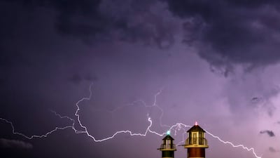 Lightning streaks across the skies over the Lebanese port city of Batroun, about 43 kilometres north of Beirut. AFP