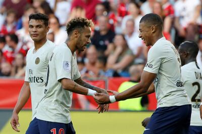 Pogba's France teammate Kylian Mbappe, right, is at PSG. Reuters