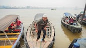 A Musi River boatman prepares to transport passengers amid a thick haze from wildfires in Palembang, South Sumatra, Indonesia. AFP