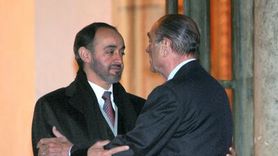 Jacques Chirac bids farewell with Abu Dhabi Crown Prince Sheikh Mohamed bin Zayed after a meeting on January 20, 2006 at the Elysee Palace in Paris. AFP