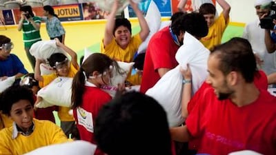A giant pillow fight organised as part of DSS in 2013. Razan Alzayani / The National