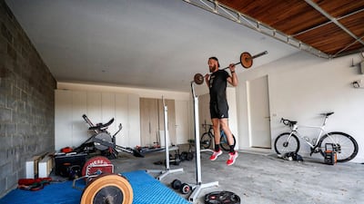 Max Gawn of Melbourne Demons trains in isolation at his home in Rye, Australia. Getty