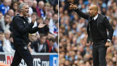 Jose Mourinho's Manchester United will host Pep Guardiola's Manchester City in Saturday's early kick-off. AFP