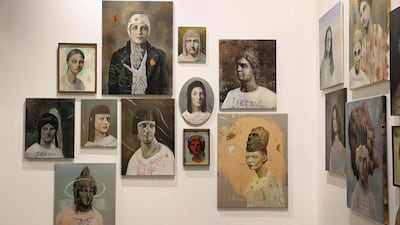 Artwork on display at the Carbon 12 Dubai stand during the Art Dubai held at Madinat Jumeirah in Dubai. Pawan Singh / The National