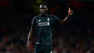 Christian Benteke of Liverpool gives a thumbs up during his team's Premier League contest against Arsenal at the Emirates Stadium on Monday night. Julian Finney / Getty Images / August 24, 2015