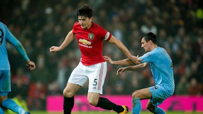 Manchester United defender Harry Maguire in action during the Premier League match against Burnley at Old Trafford. EPA