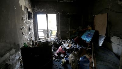 This seventh-floor apartment was extensively damaged when fire ripped through a building yesterday on Al Falah Street in Abu Dhabi.