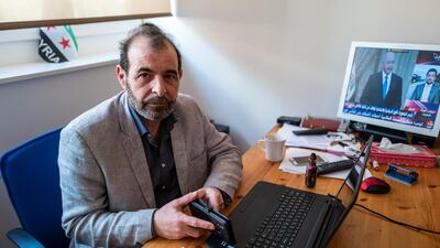 Syrian human rights lawyer Anwar Al Bunni in exile in Berlin on April 9, 2020. AFP