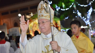 On December 12, 2003, he was elected Auxiliary Bishop for the Vicariate Apostolic of Arabia by Pope John Paul II and ordained bishop in Abu Dhabi in January the following year.
