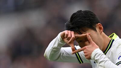 Tottenham's Son Heung-Min celebrates scoring the third goal. AFP