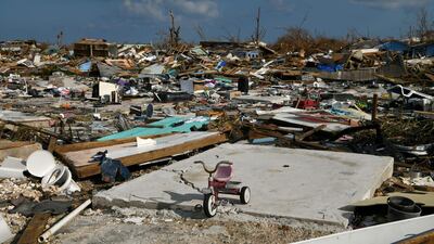 A child's bicycle is seen in a destroyed neighbourhood in the wake of Hurricane Dorian in Marsh Harbour, Great Abaco, Bahamas on Saturday. Reuters