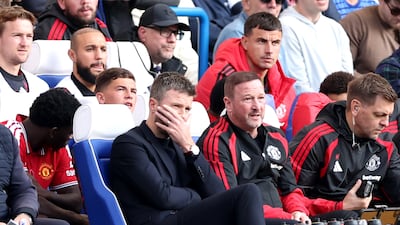 Manchester United manager Michael Carrick during the Premier League defeat to Chelsea at Stamford Bridge. Getty Images