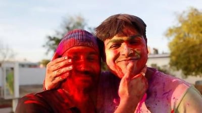 Revellers take part in Holi, an Indian festival of colours, held at Wonderland in Dubai. Sarah Dea/The National