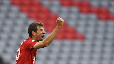 Thomas Muller celebrates after scoring Bayern Munich's second goal. Getty Images