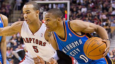 Russell Westbrook, right, has stepped up his game since playing in Turkey.