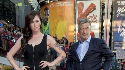 Actor Alec Baldwin poses with his daughter Ireland Baldwin on the red carpet for a screening of the film Mission Impossible — Rogue Nation in New York. Brendan McDermid / Reuters