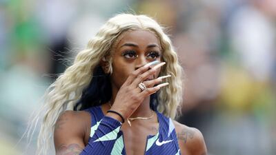 Sha'Carri Richarson reacts after finishing last in the 100m race. AFP