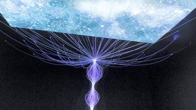 'Room of Mysteries' by Sami Yusuf and Nujoom, an artwork that wss on show during the 2018 Sharjah Islamic Art Festival. Antonie Robertson / The National