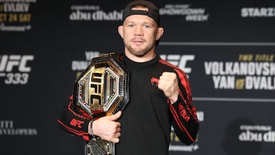 Champion Petr Yan speaks to the media ahead of his fight against Merab Dvalishvili.