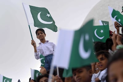 Students celebrate Independence Day in Karachi, Pakistan. EPA