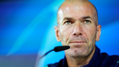 Real Madrid coach Zinedine Zidane speaks to the media. Reuters